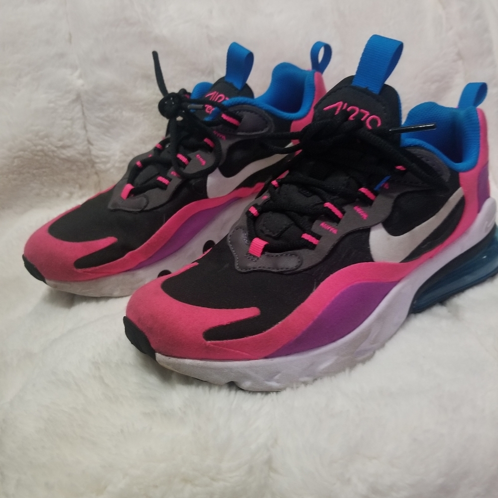 Nike women air max 270 react Pink/Blue/Black - Picture 2 of 7